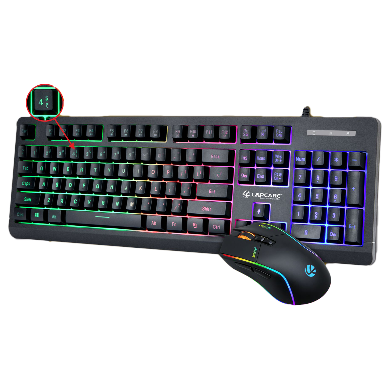 Buy LAPCARE Champ LGC012 Wired Gaming Keyboard and Mouse Combo (RGB